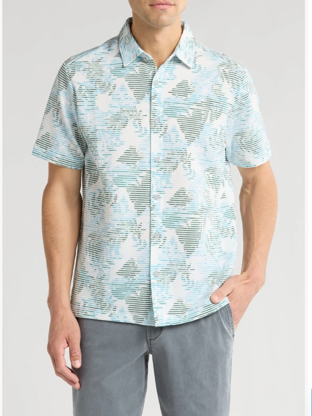 Tommy Bahama Costa Wave Allegro Fronds Short Sleeve Performance Button-Up Shirt